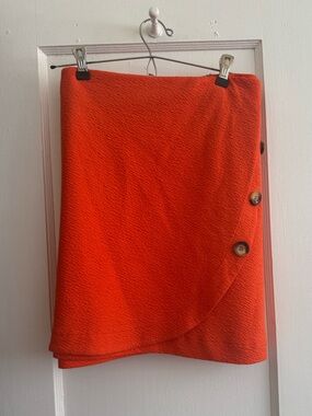 Maeve Bright Orange Wrap-Style Mini Skirt